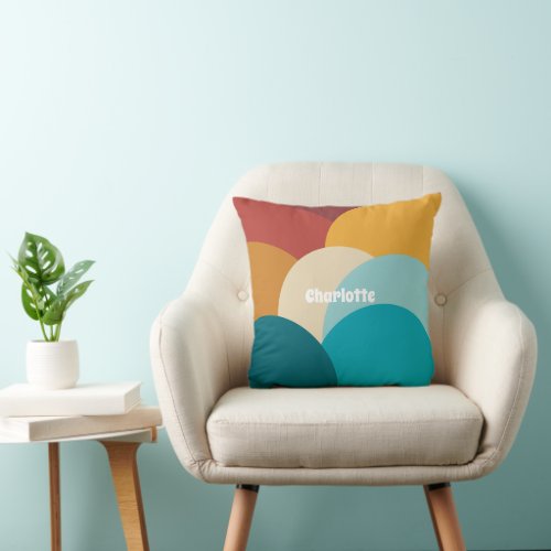 Retro Colorful Vintage Abstract Art Personalized  Throw Pillow