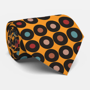 Retro Colorful Vinyl Record Music Neck Tie