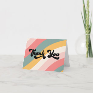 Retro Colorful Waves Thank You Card