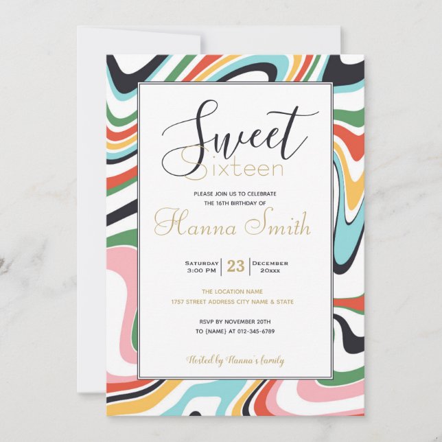 Retro Colorful Wavy Lines Modern Design (Front)