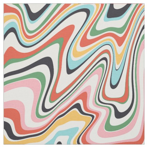 Retro Colorful Wavy Lines Modern Design Fabric