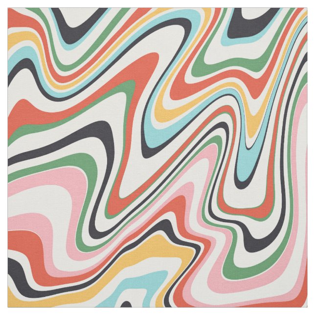Retro Colorful Wavy Lines Modern Design Fabric (Swatch)