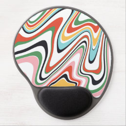 Retro Colorful Wavy Lines Modern Design Gel Mouse Pad
