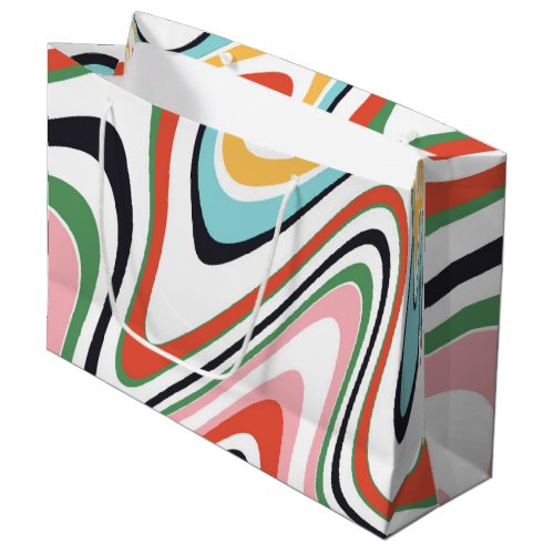 Retro Colorful Wavy Lines Modern Design Large Gift Bag