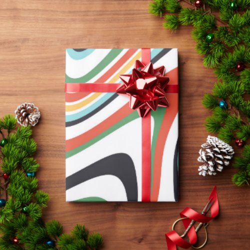 Retro Colorful Wavy Lines Modern Design Wrapping Paper