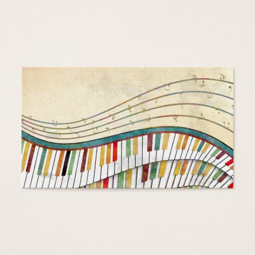 Cool awesome wavy piano retro colours antique business card