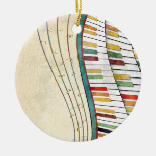 Retro Colorful Wavy Piano Ceramic Ornament