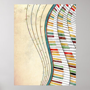 Retro Colorful Wavy Piano  Poster