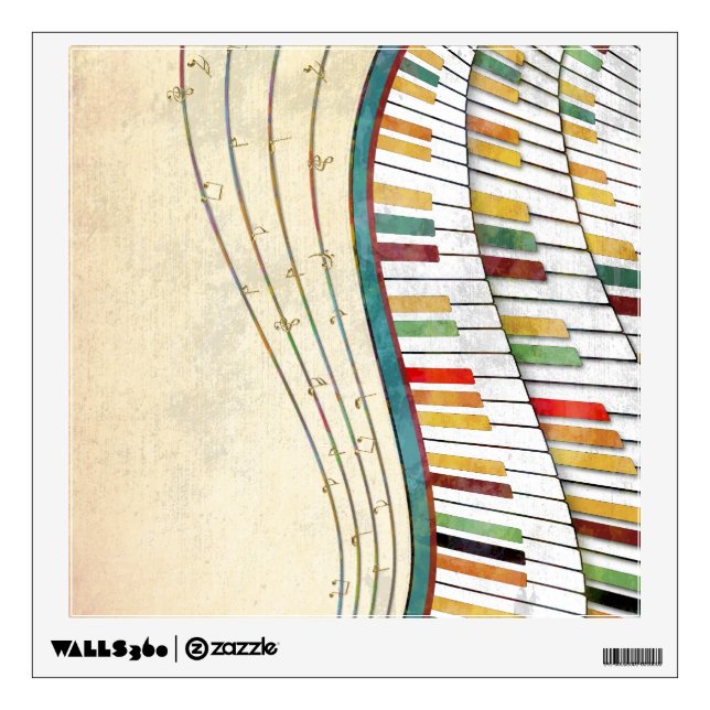 Retro Colorful Wavy Piano  Wall Sticker (Front)