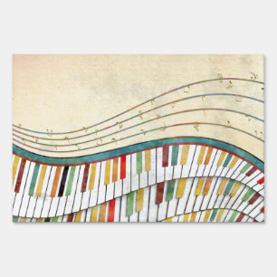 Retro Colorful Wavy Piano Yard Sign