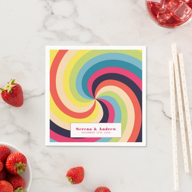 Retro Colorful Wedding  Napkins (Insitu)