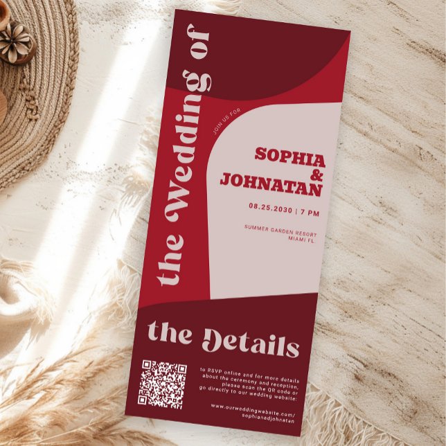 Retro colorful whimsical QR rsvp details wedding Invitation (Creator Uploaded)