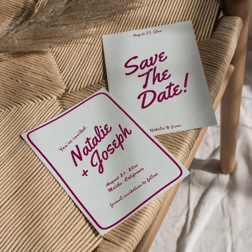 Retro Colorful Whimsical Unique Modern Wedding Save The Date
