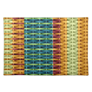 Retro colorful wicker retro stripes graphic design cloth placemat