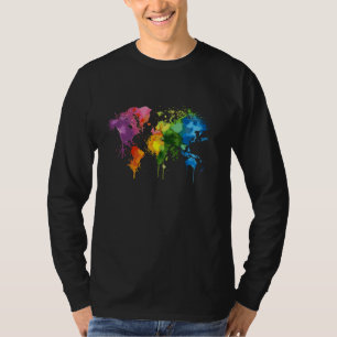 Retro Colorful World Map Cool Graphic Gift Summer T-Shirt
