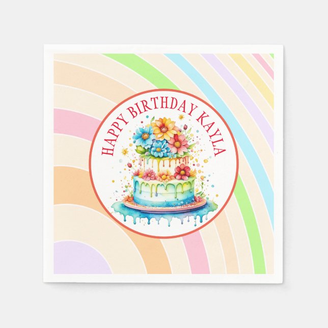 Retro Colors and Birthday Party  Napkins (Front)