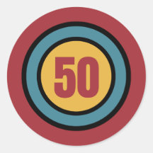 Retro Colors and Circles 50th Birthday Invitation