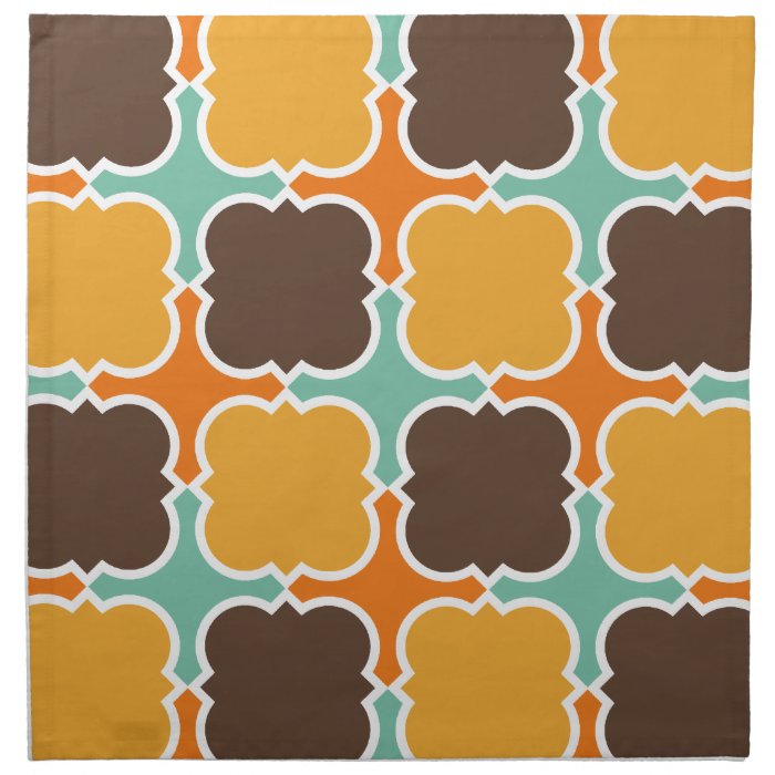 Retro Colors Barbed Quatrefoil Pattern Napkin