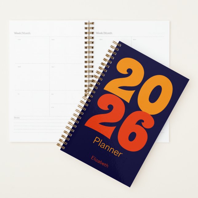 Retro Colors Blue and Orange Name 2025 Planner (Display)