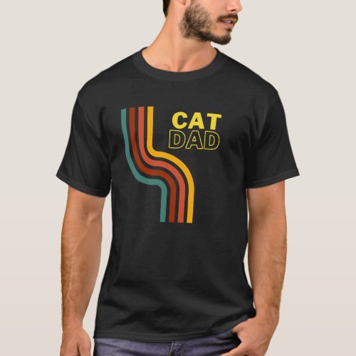 Retro Colors Cat Dad T_Shirt