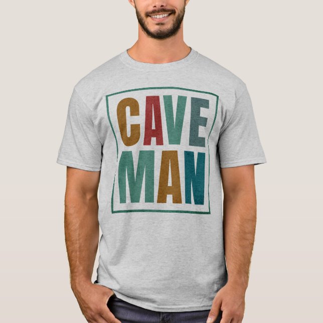 Retro Colors Cave Man Caver Climbing Lover T-Shirt (Front)