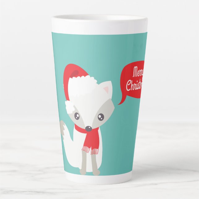 Retro Colors Christmas Fox Latte Mug (Front)