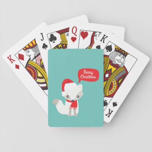 Retro Colors Christmas Fox Poker Cards