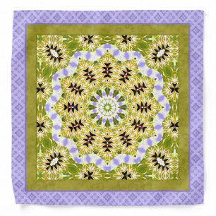 Retro colors circle mandala green colors round kal bandana