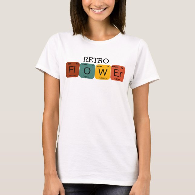 Retro Colors Flower Periodic Table T-Shirt (Front)