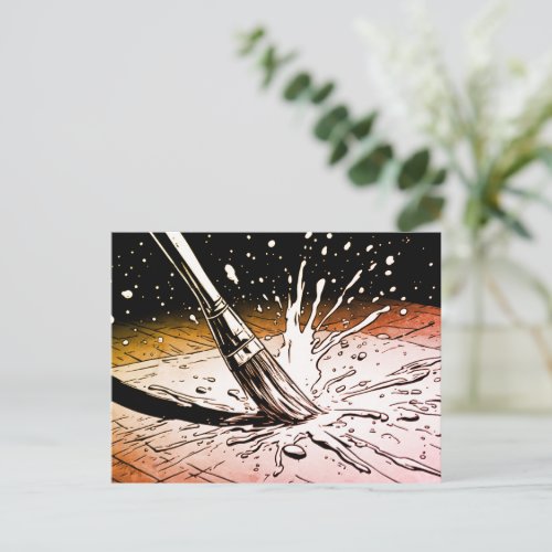 Retro Colors Graphic Style Brush Paint Splotch Postcard