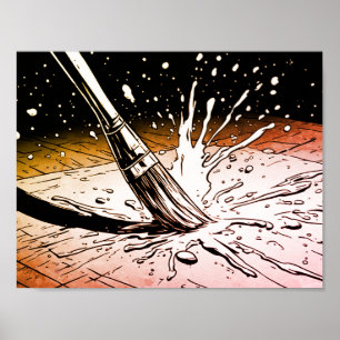 Retro Colors Graphic Style Brush Paint Splotch Poster