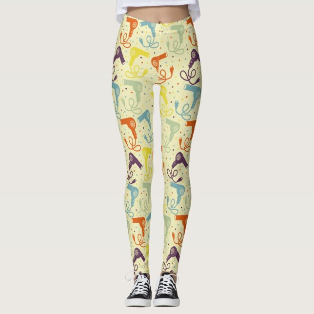 Retro Colors Hairdryers Blow Dryers Patterned Leggings (Front)