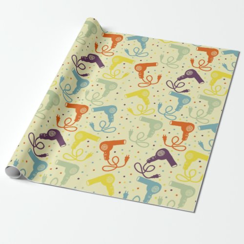 Retro Colors Hairdryers Blow Dryers Patterned Wrapping Paper