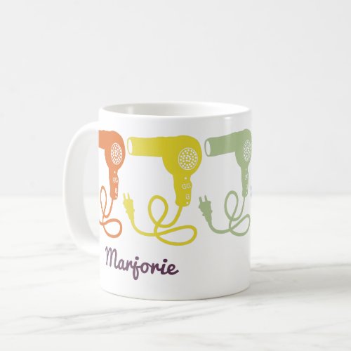 Retro Colors Hairdryers Blow Dryers Personalized Coffee Mug