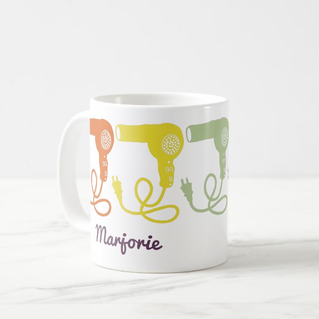 Retro Colors Hairdryers Blow Dryers Personalized Coffee Mug (Front Left)