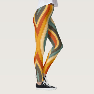 Retro Colors Leggings 1970s Vintage Style Designer