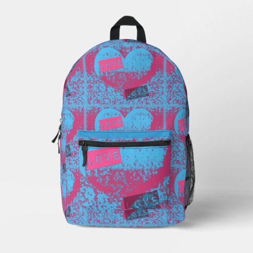 Retro Colors Love Heart Pattern Printed Backpack
