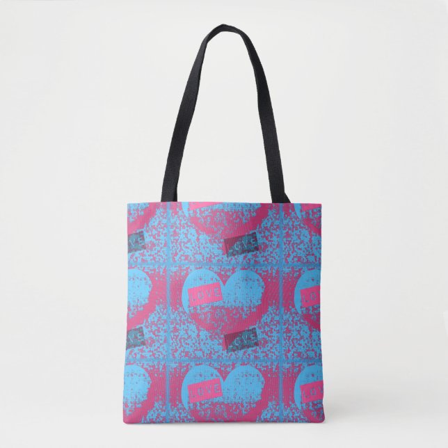 Retro Colors Love Heart Pattern Tote Bag (Front)