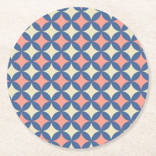 Retro Colors Mid Century Modern Circles Round Paper Coaster