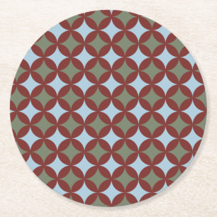 Retro Colors Mid Century Modern Circles Round Paper Coaster