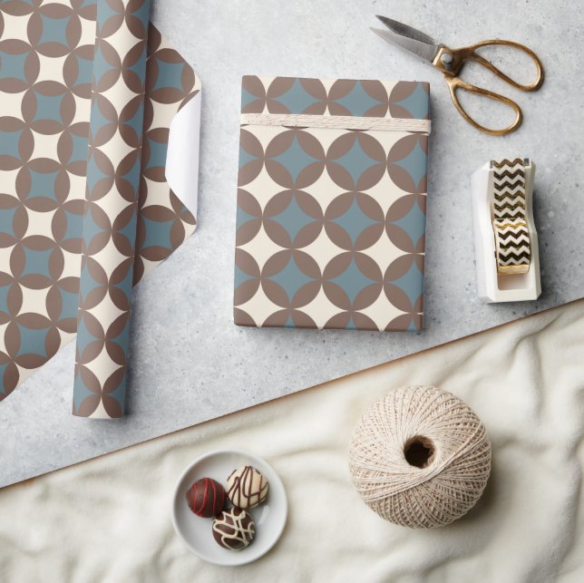 Retro Colors Mid Century Modern Circles Wrapping Paper (Crafts)