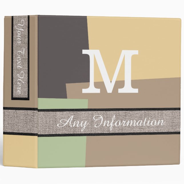 Retro Colors Modern Monogram #10 Binder (Front/Spine)