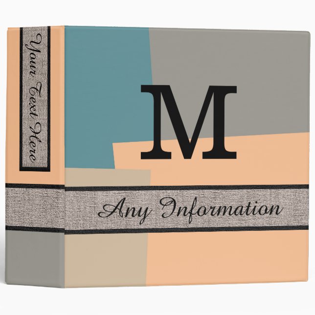 Retro Colors Modern Monogram 3 Ring Binder (Front/Spine)