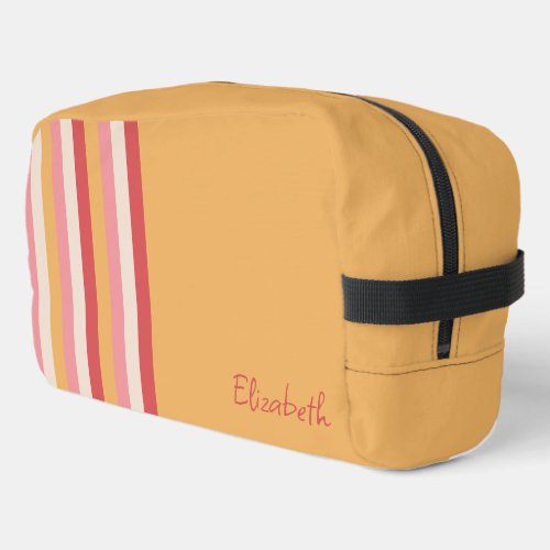 Retro Colors Orange Pink Gold Stripes Name Dopp Kit