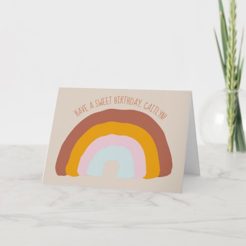 Retro Colors Rainbow Doodle Personalized Card
