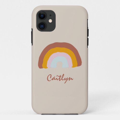 Retro Colors Rainbow Doodle Personalized iPhone 11 Case