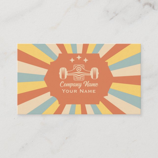 Retro Colors Skateboard  Business Card (Front)