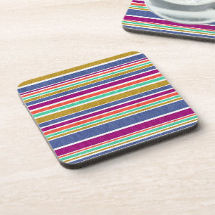 Retro Colors Textured Look Stripes Beverage Coaster