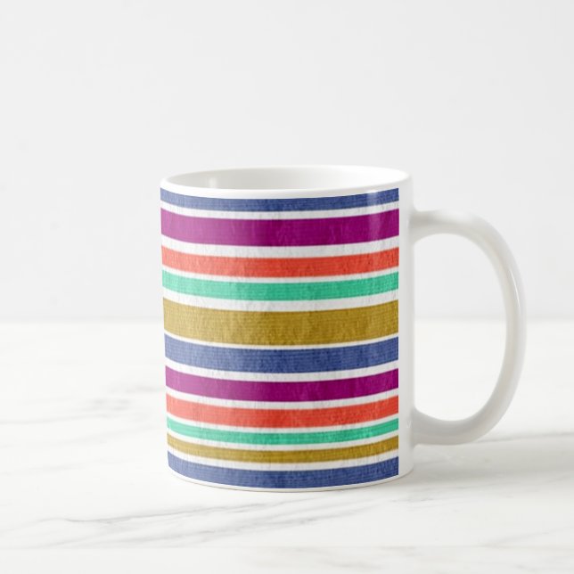Retro Colors Textured Look Stripes Coffee Mug (Right)