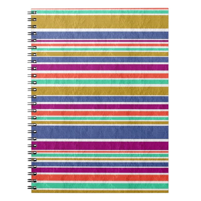 Retro Colors Textured Look Stripes Notebook (Front)